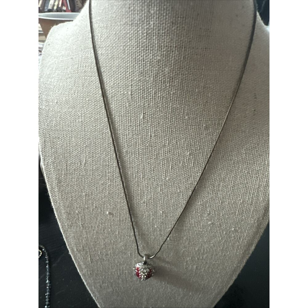 Stunning Sterling‎ Silver 925 Necklace With Cz Softball Pendant Necklace